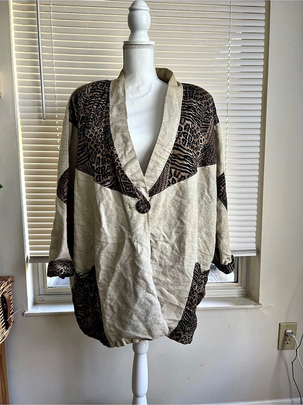 Fixsun Animal Print Linen-Look Jacket